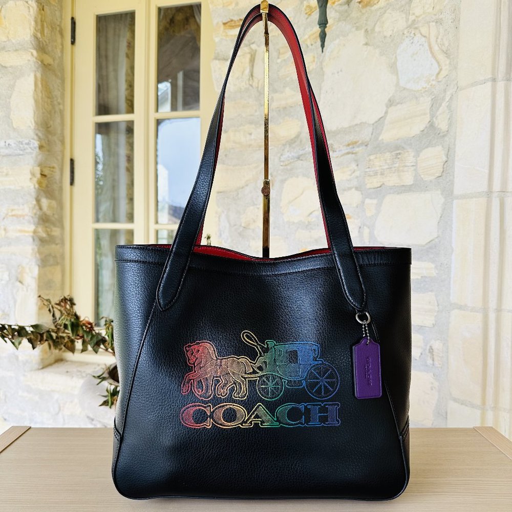 Coach Ombre Embossed Horse and Carriage Leather Tote Black Multi NWT Womens Auth